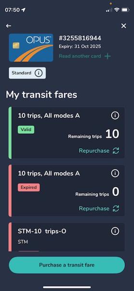 Fare card reader